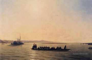 romantique romantisme Tableau Peinture - Alexandre II traversant le Danube 1878 Romantique Ivan Aivazovsky russe